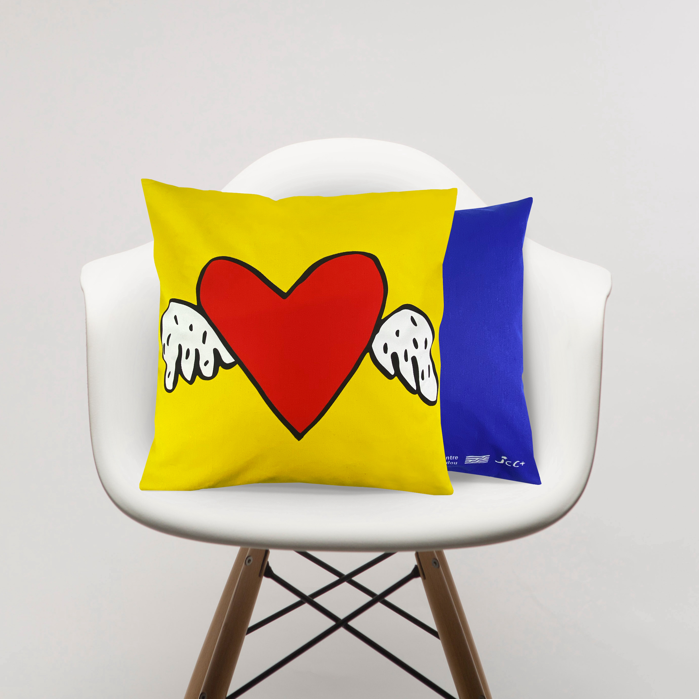 Beautiful cushions for the Pompidou's new Jean-Charles de Castelbajac colelction made by Paul Bristow
