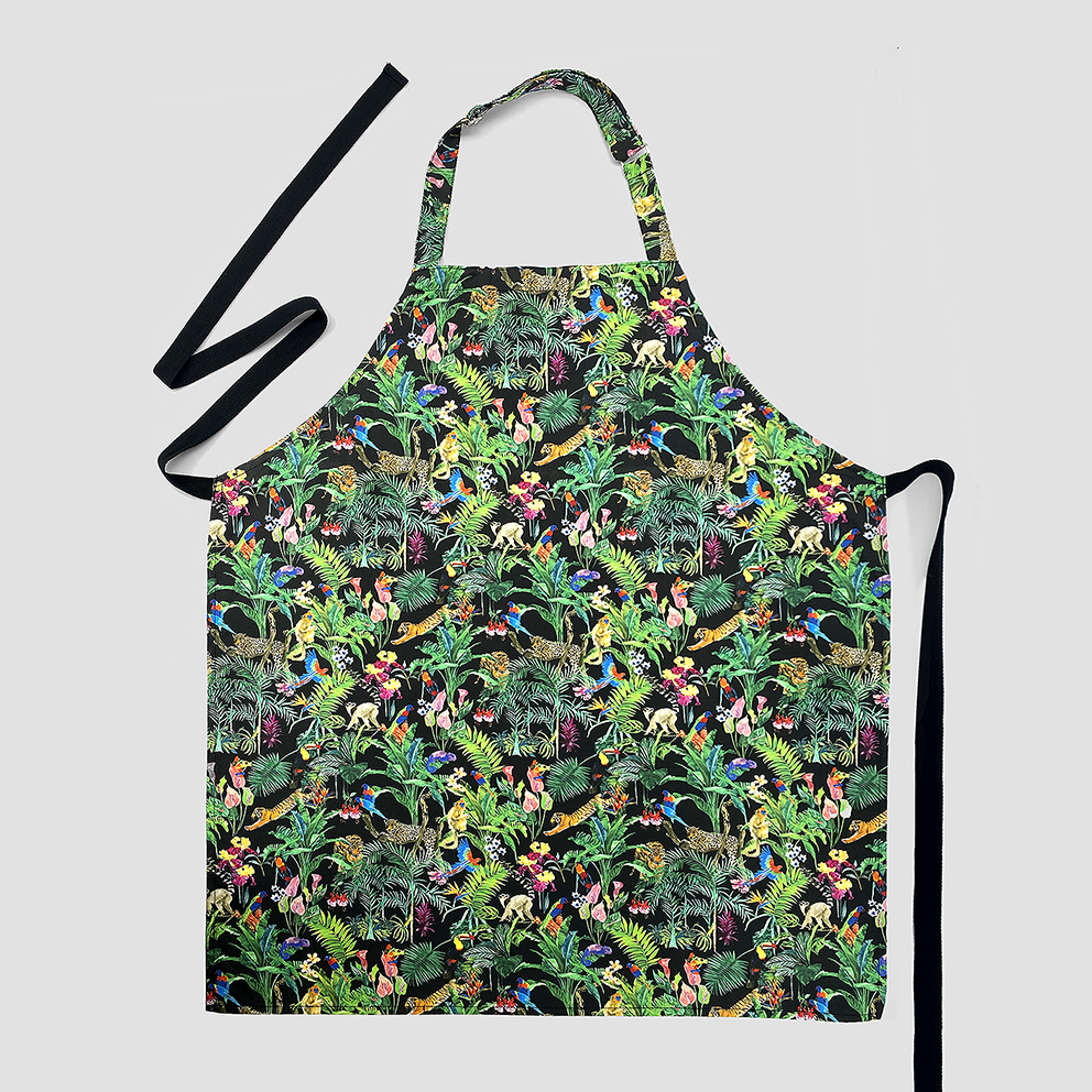 Zoo animal print on fabric printed apron with paul bristow