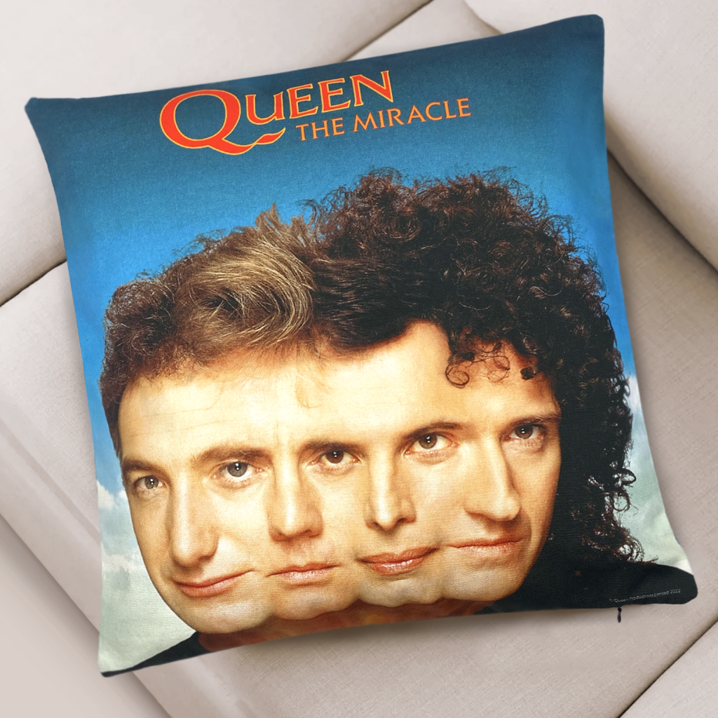 Digitaly printed cotton cushion cover. Printed merchandise for British rock band, Queen by Paul Bristow