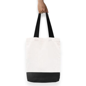 Contrast Tote Bag – Black Base, Handles, Zip Pocket & Lining