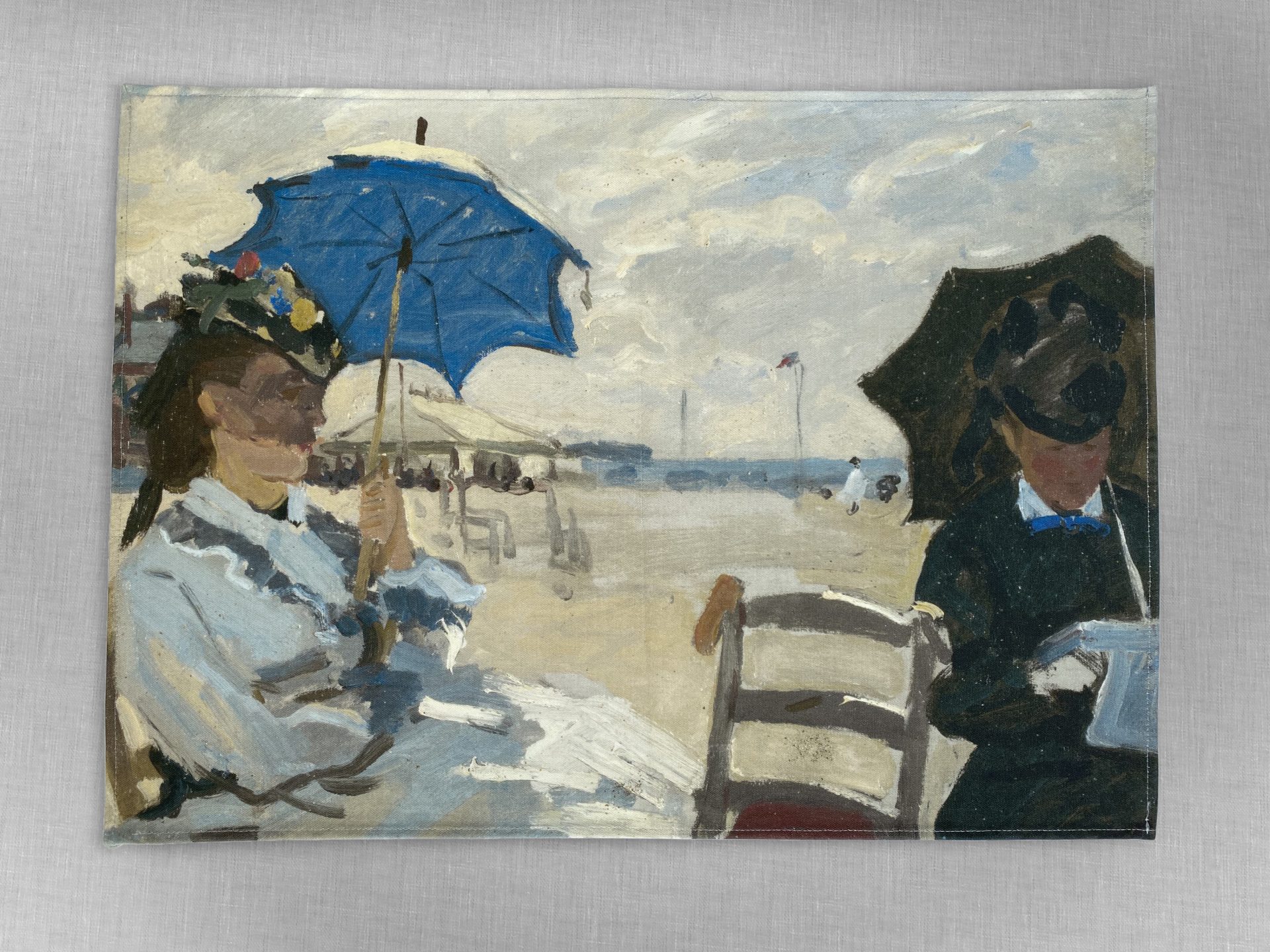 Claude Monet The Beach at Trouville organic tea towel