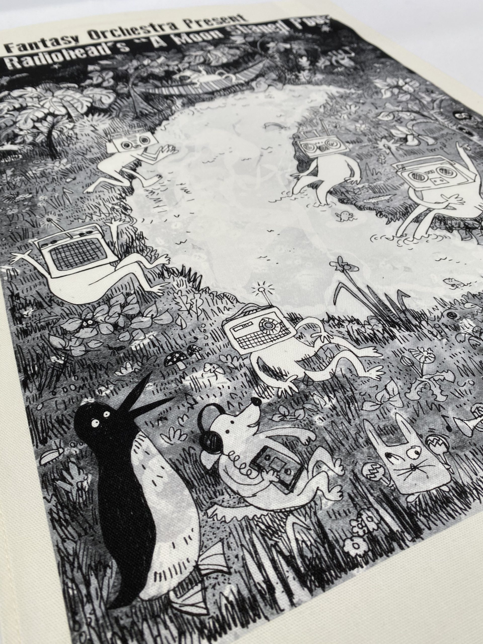 Fantasy Orchestra Moon Shaped Pool Digitally Printed Tea Towel