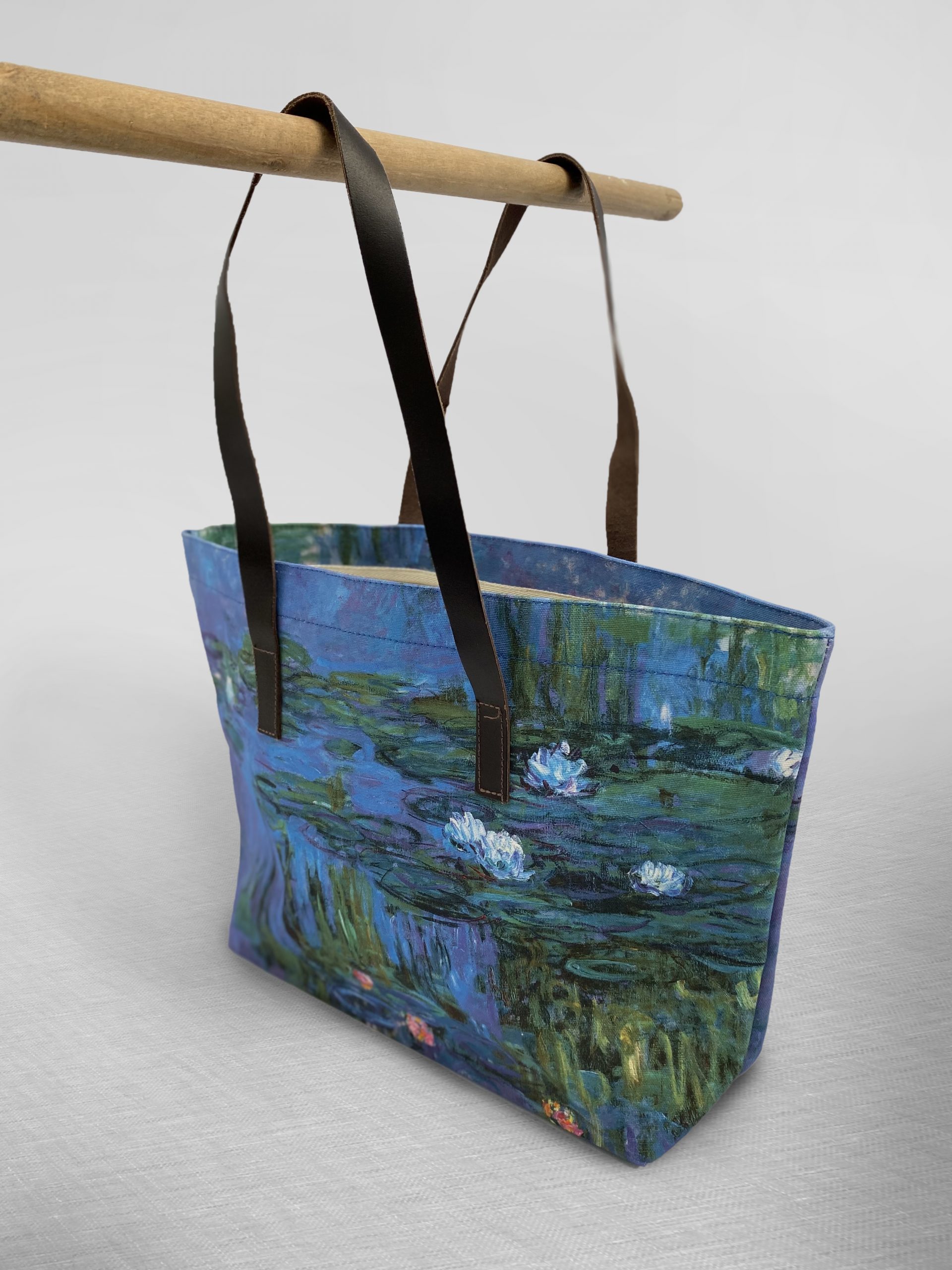 RA Monet Water Lilies tote bag with leather handles