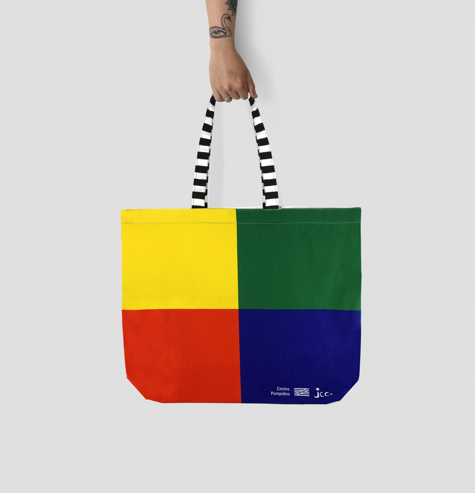 Bright colourful screen printing by Paul Bristows, large lined tote bag