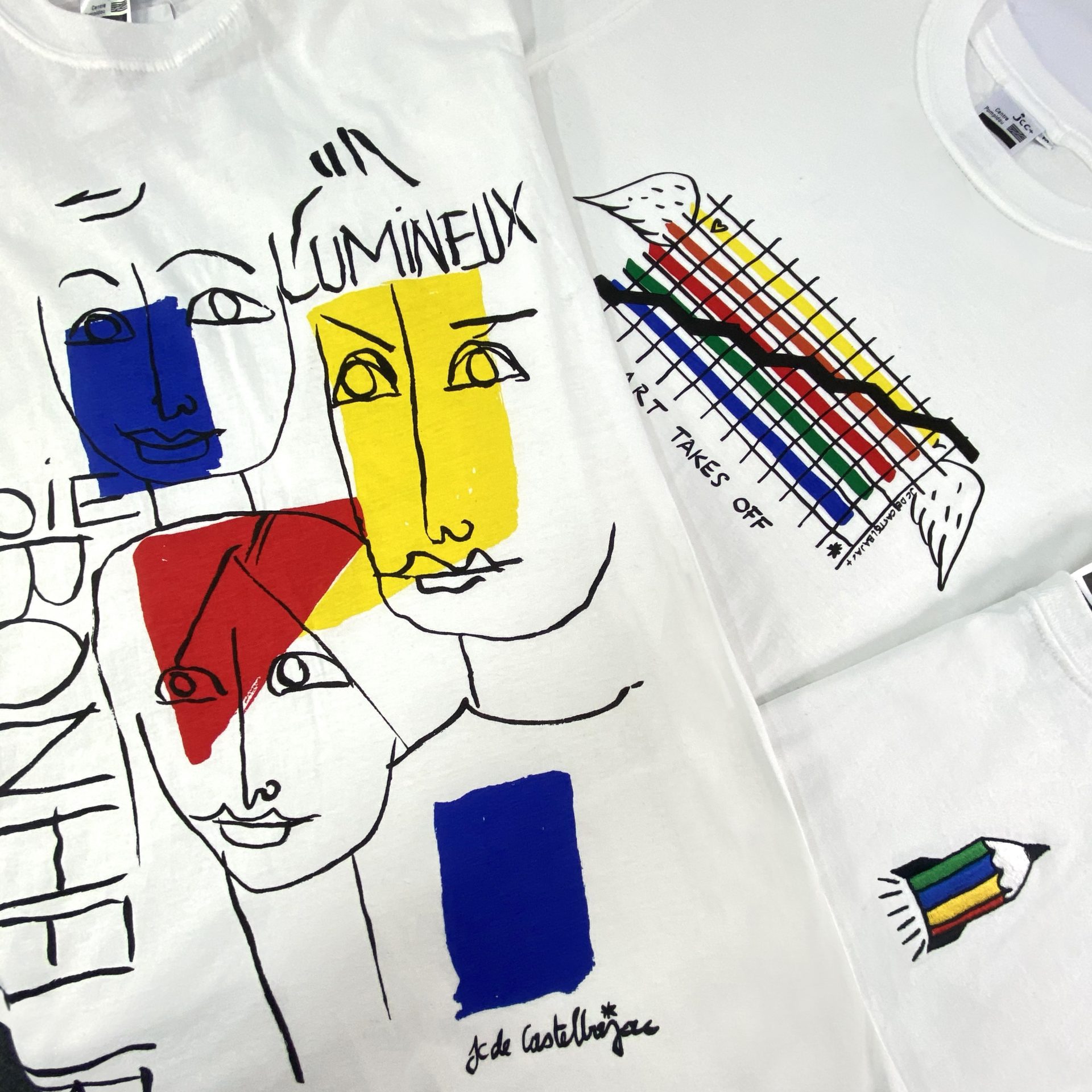 Full Centre Pompidou collection of t-shirts by Jean-Charles de Castelbajac