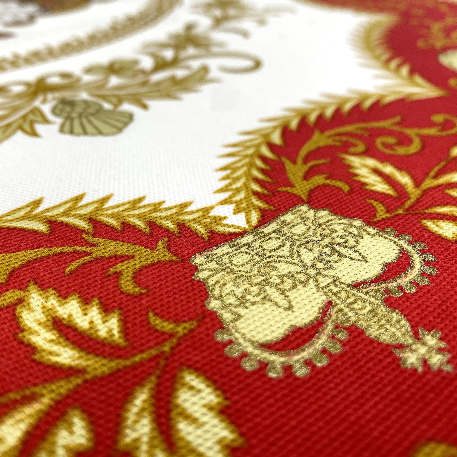Historic Royal Palaces screen printed tea towel with metalic inks