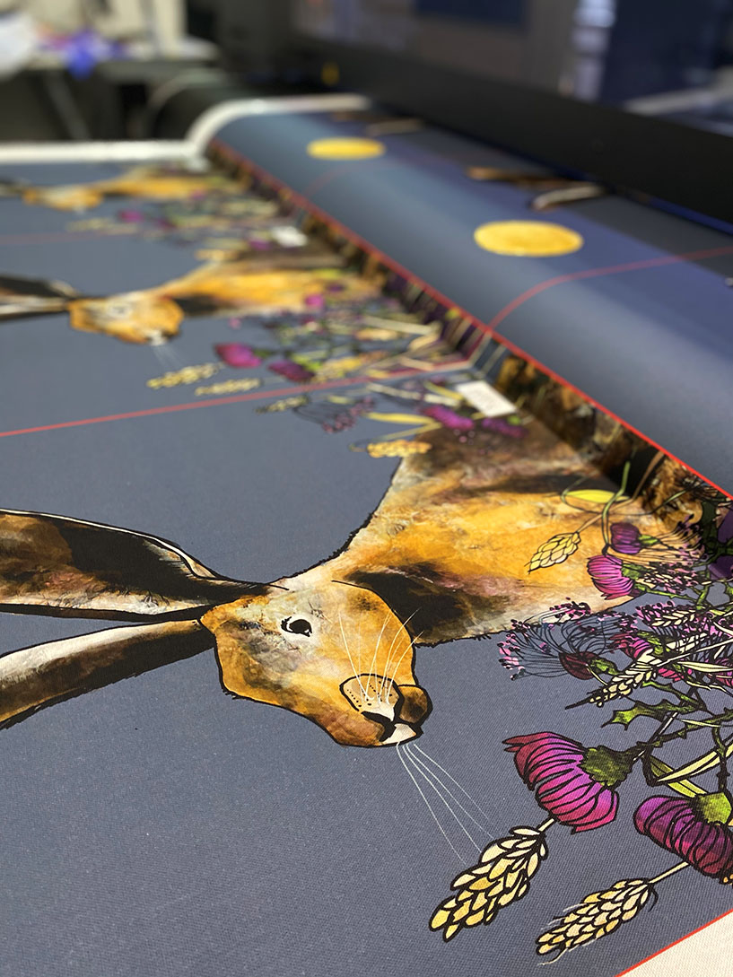 Digital printed premium textiles by illustrator and designer Katie Cardew